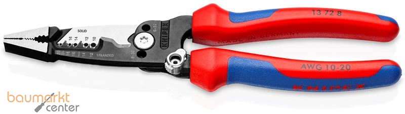 KNIPEX 13 72 8 WireStripper Multifunktions-Elektrikerzangen amerikanisches Modell mit Mehrkomponenten-H�llen schwarz atramentiert 200 mm