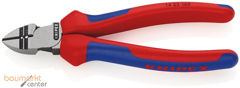 KNIPEX 14 22 160 SB Abisolier-Seitenschneider mit Comfort-Griffen schwarz atramentiert 160 mm