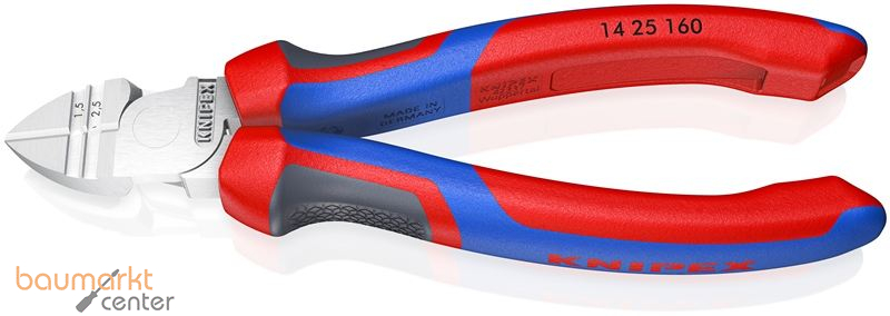 KNIPEX 14 25 160 Abisolier-Seitenschneider mit Comfort-Griffen verchromt 160 mm