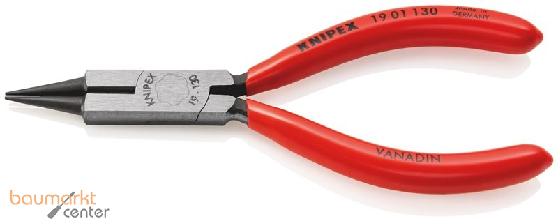 KNIPEX 19 01 130 SB Rundzange mit Schneide (Schmuckbiegezange) mit Kunststoff �berzogen schwarz atramentiert 130 mm