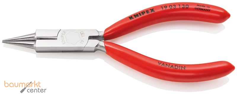 KNIPEX 19 03 130 Rundzange mit Schneide (Schmuckbiegezange) mit Kunststoff �berzogen verchromt 130 mm