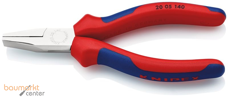 KNIPEX 20 05 140 Flachzange mit Mehrkomponenten-H�llen verchromt 140 mm