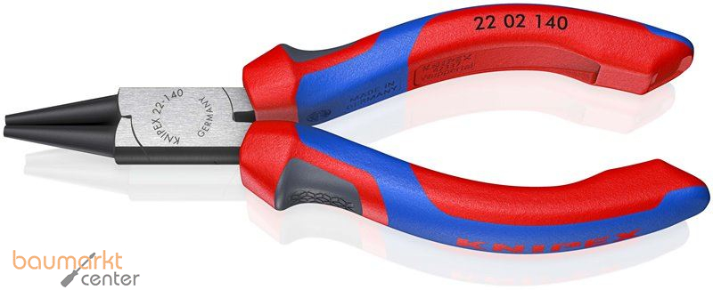 KNIPEX 22 02 140 Rundzange mit Comfort-Griffen schwarz atramentiert 140 mm