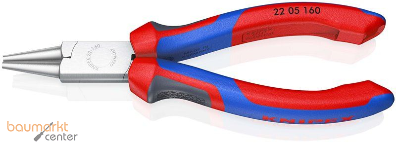 KNIPEX 22 05 160 Rundzange mit Comfort-Griffen verchromt 160 mm