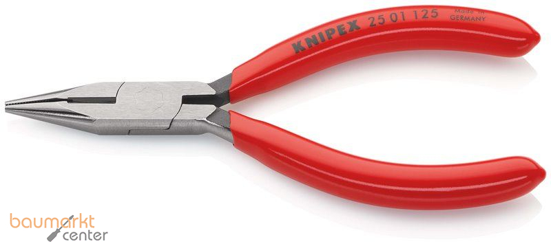 KNIPEX 25 01 125 Flachrundzange mit Schneide (Radiozange) mit Kunststoff �berzogen schwarz atramentiert 125 mm