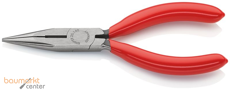 KNIPEX 25 01 140 Flachrundzange mit Schneide (Radiozange) mit Kunststoff �berzogen schwarz atramentiert 140 mm