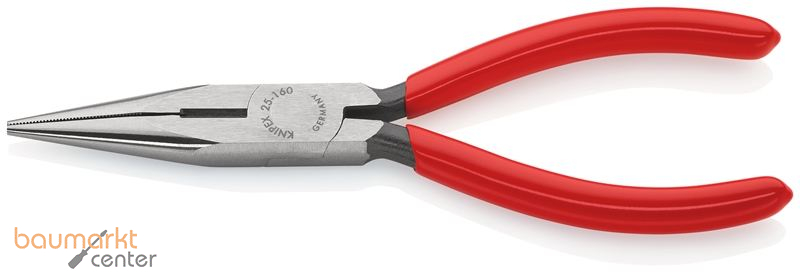 KNIPEX 25 01 160 Flachrundzange mit Schneide (Radiozange) mit Kunststoff �berzogen schwarz atramentiert 160 mm