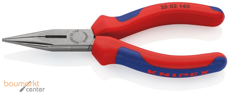 KNIPEX 25 02 140 SB Flachrundzange mit Schneide (Radiozange) mit Mehrkomponenten-H�llen schwarz atramentiert 140 mm