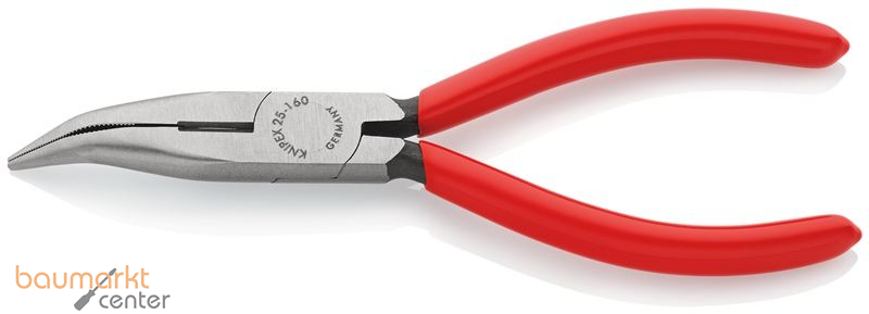 KNIPEX 25 21 160 Flachrundzange mit Schneide (Radiozange) mit Kunststoff �berzogen schwarz atramentiert 160 mm