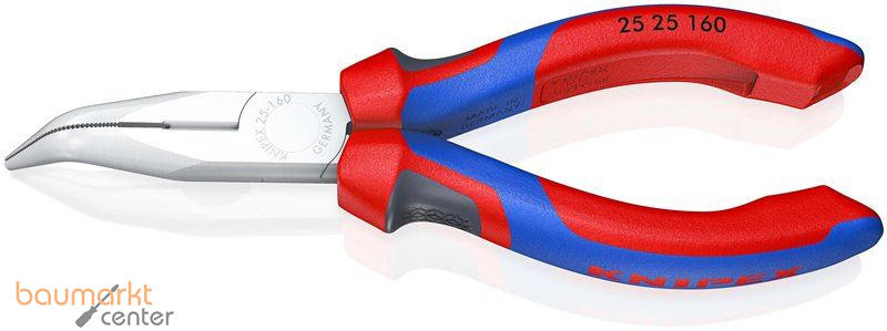 KNIPEX 25 25 160 Flachrundzange mit Schneide (Radiozange) mit Comfort-Griffen verchromt 165 mm