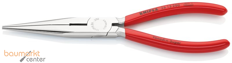 KNIPEX 26 13 200 Flachrundzange mit Schneide (Storchschnabelzange) mit Kunststoff �berzogen verchromt 200 mm