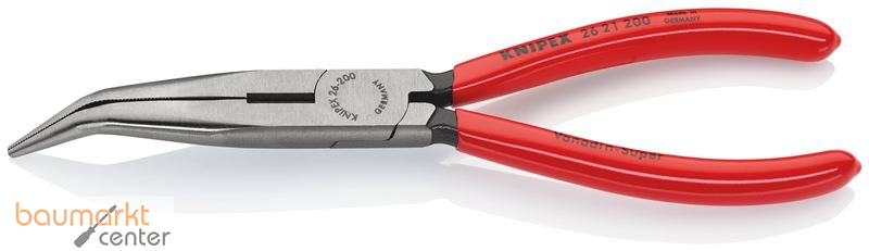 KNIPEX 26 21 200 Flachrundzange mit Schneide (Storchschnabelzange) mit Kunststoff �berzogen schwarz atramentiert 200 mm