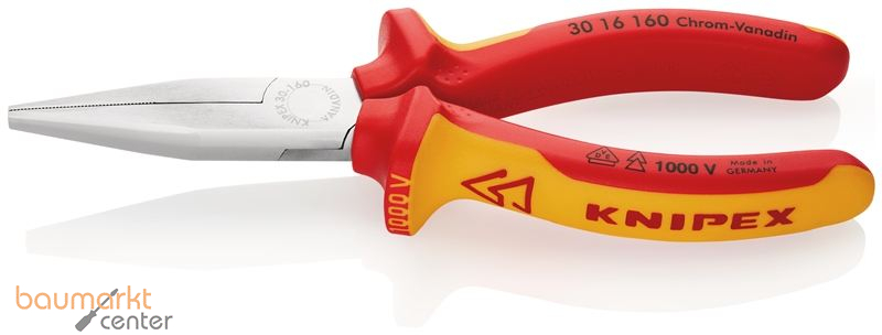 KNIPEX 30 16 160 SB Langbeckzange isoliert mit Mehrkomponenten-H�llen, VDE-gepr�ft verchromt 160 mm