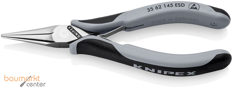 KNIPEX 35 62 145 ESD Elektronik-Greifzange ESD mit durchgestecktem Gelenk mit Mehrkomponenten-H�llen spiegelpoliert 145 mm