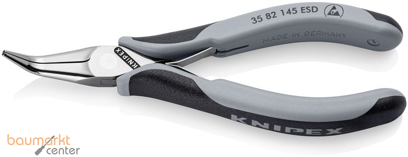 KNIPEX 35 82 145 ESD Elektronik-Greifzange ESD mit durchgestecktem Gelenk mit Mehrkomponenten-H�llen spiegelpoliert 145 mm