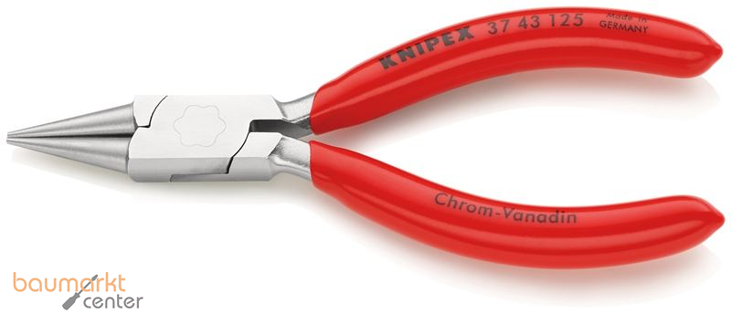 KNIPEX 37 43 125 Greifzange f�r Feinmechanik mit Kunststoff �berzogen verchromt 125 mm