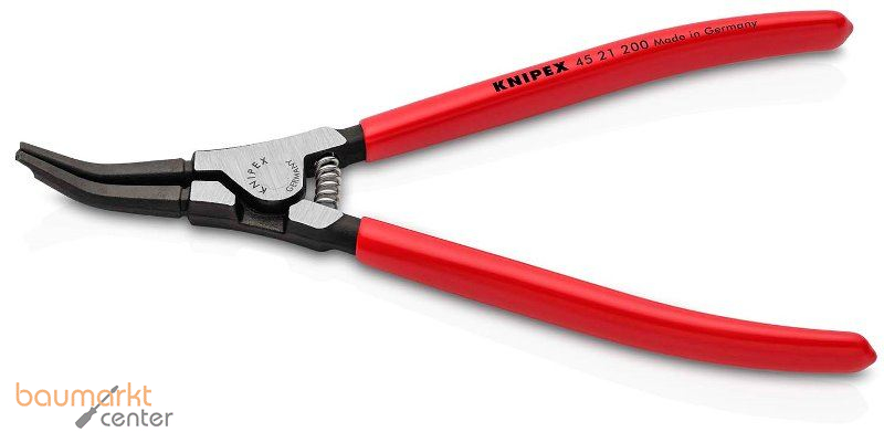 KNIPEX 45 21 200 Montagezange f�r Sprengringe auf Wellen mit Kunststoff �berzogen schwarz atramentiert 220 mm