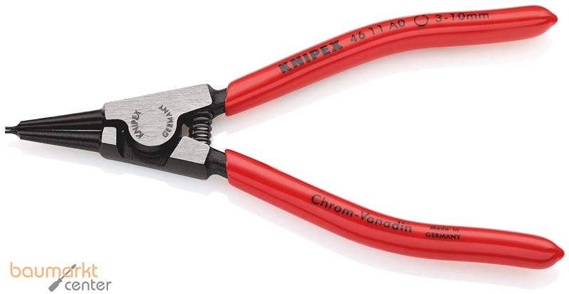 KNIPEX 46 11 A0 SB Sicherungsringzange f�r Au�enringe auf Wellen mit Kunststoff �berzogen schwarz atramentiert 140 mm