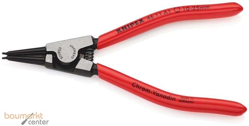 KNIPEX 46 11 A1 SB Sicherungsringzange f�r Au�enringe auf Wellen mit Kunststoff �berzogen schwarz atramentiert 140 mm