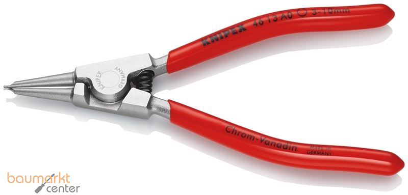 KNIPEX 46 13 A0 Sicherungsringzange f�r Au�enringe auf Wellen mit Kunststoff �berzogen verchromt 140 mm