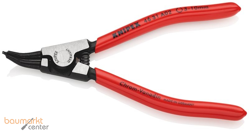 KNIPEX 46 31 A02 Sicherungsringzange f�r Au�enringe auf Wellen 45� gewinkelt mit Kunststoff �berzogen schwarz atramentiert 130 mm