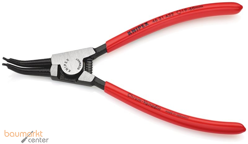 KNIPEX 46 31 A22 Sicherungsringzange f�r Au�enringe auf Wellen 45� gewinkelt mit Kunststoff �berzogen schwarz atramentiert 185 mm