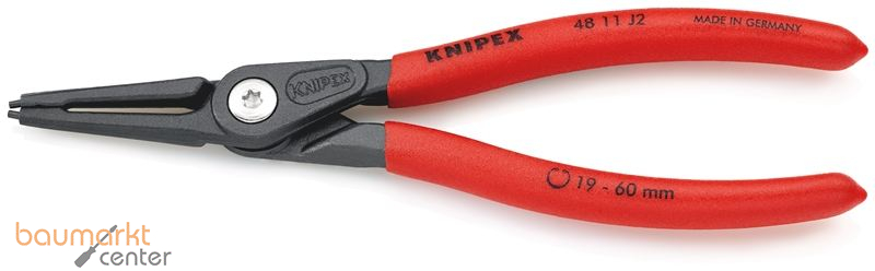KNIPEX 48 11 J2 SB Pr�zisions-Sicherungsringzange f�r Innenringe in Bohrungen mit rutschhemmendem Kunststoff �berzogen grau atramentiert 180 mm