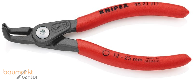 KNIPEX 48 21 J11 SB Pr�zisions-Sicherungsringzange f�r Innenringe in Bohrungen mit rutschhemmendem Kunststoff �berzogen grau atramentiert 130 mm