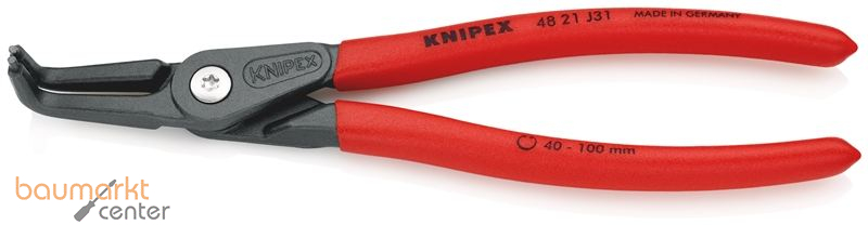 KNIPEX 48 21 J31 SB Pr�zisions-Sicherungsringzange f�r Innenringe in Bohrungen mit rutschhemmendem Kunststoff �berzogen grau atramentiert 210 mm