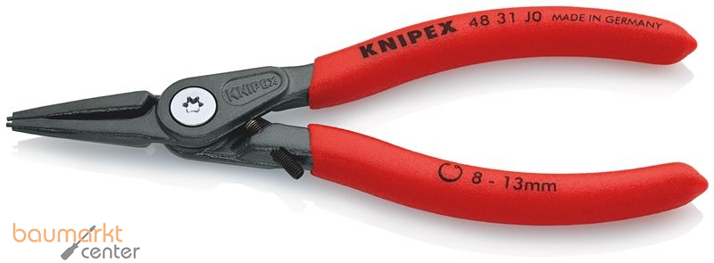 KNIPEX 48 31 J0 Pr�zisions-Sicherungsringzange f�r Innenringe in Bohrungen mit �berdehnungsschutz mit rutschhemmendem Kunststoff �berzogen grau atramentiert 140 mm