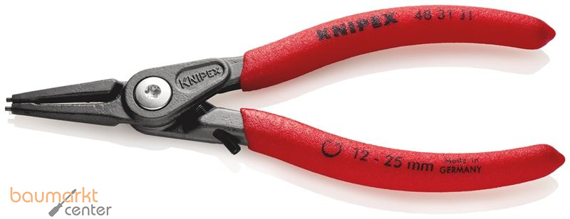 KNIPEX 48 31 J1 Pr�zisions-Sicherungsringzange f�r Innenringe in Bohrungen mit �berdehnungsschutz mit rutschhemmendem Kunststoff �berzogen grau atramentiert 140 mm