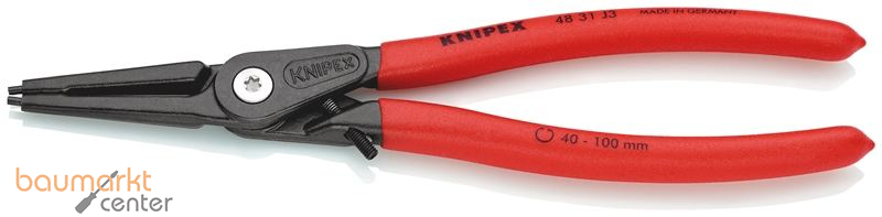 KNIPEX 48 31 J3 Pr�zisions-Sicherungsringzange f�r Innenringe in Bohrungen mit �berdehnungsschutz mit rutschhemmendem Kunststoff �berzogen grau atramentiert 225 mm