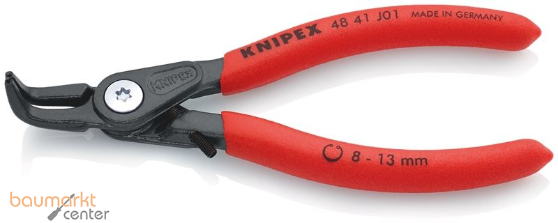 KNIPEX 48 41 J01 Pr�zisions-Sicherungsringzange f�r Innenringe in Bohrungen mit rutschhemmendem Kunststoff �berzogen grau atramentiert 130 mm