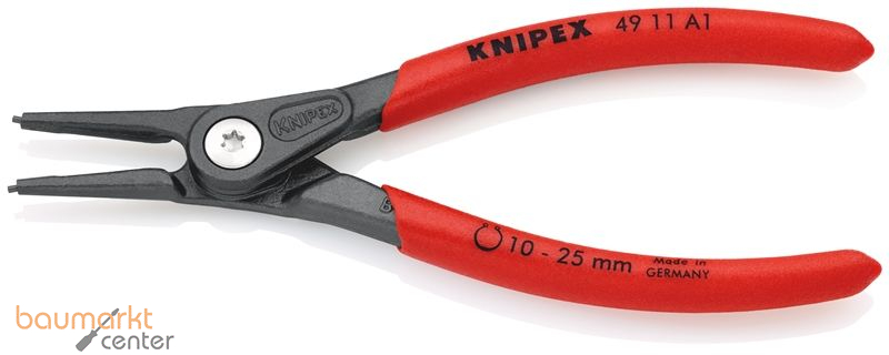 KNIPEX 49 11 A1 SB Pr�zisions-Sicherungsringzange f�r Au�enringe auf Wellen mit rutschhemmendem Kunststoff �berzogen grau atramentiert 140 mm