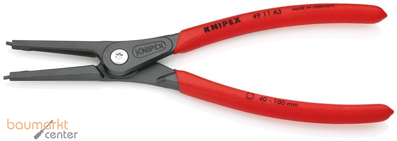 KNIPEX 49 11 A3 SB Pr�zisions-Sicherungsringzange f�r Au�enringe auf Wellen mit rutschhemmendem Kunststoff �berzogen grau atramentiert 225 mm