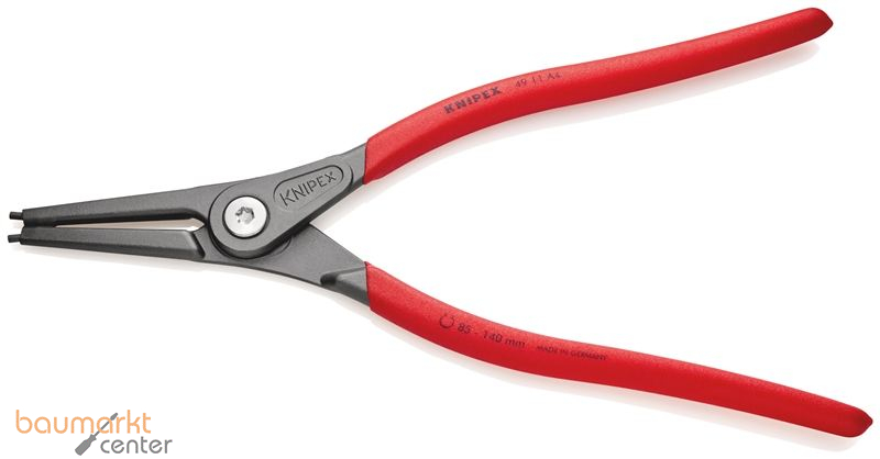 KNIPEX 49 11 A4 SB Pr�zisions-Sicherungsringzange f�r Au�enringe auf Wellen mit rutschhemmendem Kunststoff �berzogen grau atramentiert 320 mm