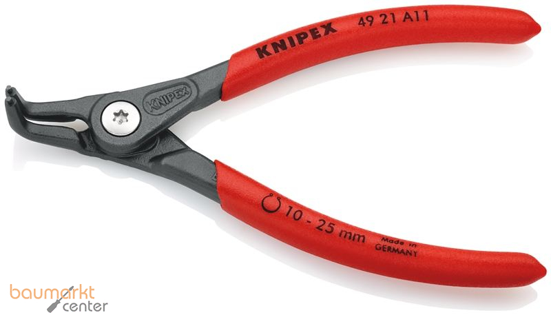 KNIPEX 49 21 A11 SB Pr�zisions-Sicherungsringzange f�r Au�enringe auf Wellen mit rutschhemmendem Kunststoff �berzogen grau atramentiert 130 mm