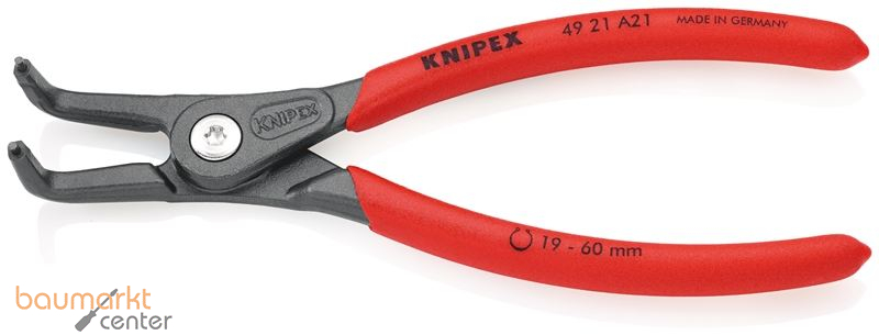 KNIPEX 49 21 A21 SB Pr�zisions-Sicherungsringzange f�r Au�enringe auf Wellen mit rutschhemmendem Kunststoff �berzogen grau atramentiert 165 mm