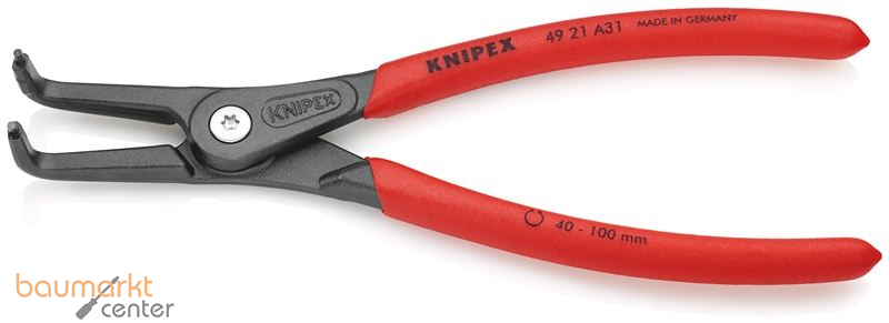 KNIPEX 49 21 A31 SB Pr�zisions-Sicherungsringzange f�r Au�enringe auf Wellen mit rutschhemmendem Kunststoff �berzogen grau atramentiert 210 mm