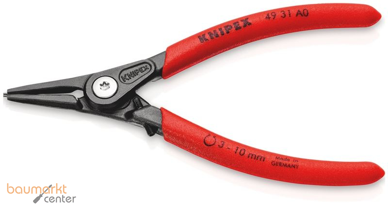 KNIPEX 49 31 A0 Pr�zisions-Sicherungsringzange f�r Au�enringe auf Wellen mit �berdehnungsschutz mit rutschhemmendem Kunststoff �berzogen grau atramentiert 140 mm
