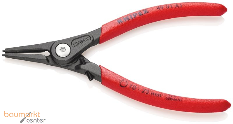 KNIPEX 49 31 A1 Pr�zisions-Sicherungsringzange f�r Au�enringe auf Wellen mit �berdehnungsschutz mit rutschhemmendem Kunststoff �berzogen grau atramentiert 140 mm