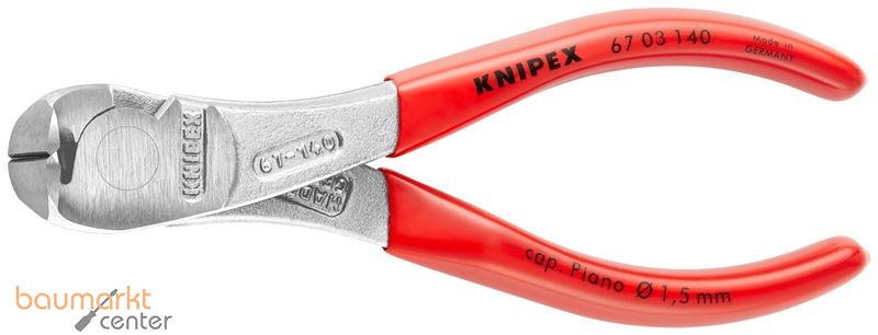 KNIPEX 67 03 140 Kraft-Vornschneider mit Kunststoff �berzogen verchromt 145 mm