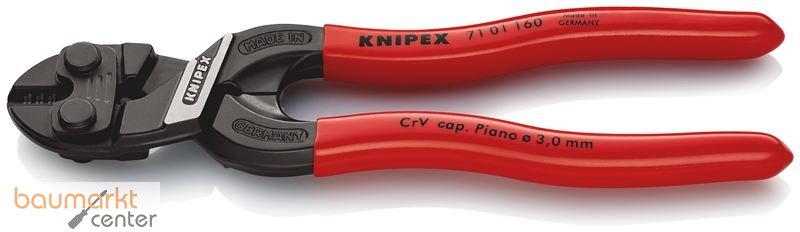 KNIPEX 71 01 160 SB CoBolt� S Kompakt-Bolzenschneider mit Kunststoff �berzogen schwarz atramentiert 160 mm