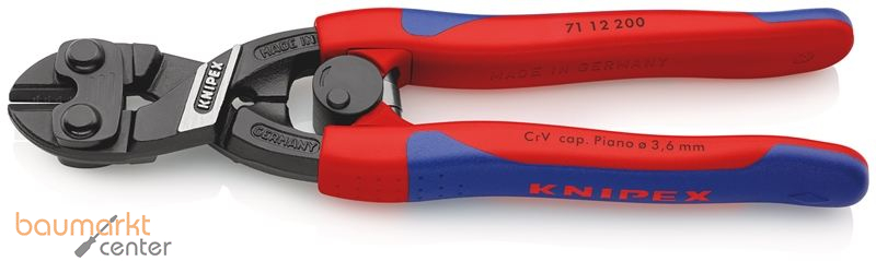 KNIPEX 71 12 200 CoBolt� Kompakt-Bolzenschneider mit schlanken Mehrkomponenten-H�llen schwarz atramentiert 200 mm