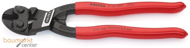 KNIPEX 71 21 200 SB CoBolt� Kompakt-Bolzenschneider mit Kunststoff �berzogen schwarz atramentiert 200 mm