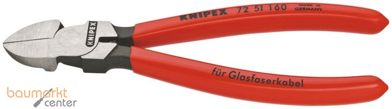 KNIPEX 72 51 160 Seitenschneider f�r Lichtwellenleiter (Glasfaserkabel) mit Kunststoff �berzogen 160 mm