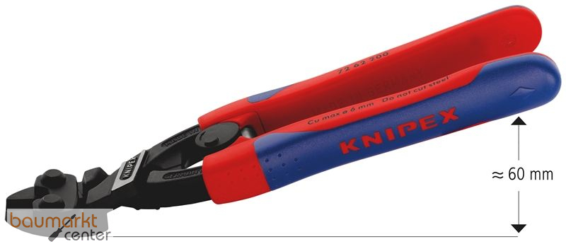 KNIPEX 72 62 200 Kraft-B�ndigschneider f�r Weichmetall und Kunststoff mit schlanken Mehrkomponenten-H�llen schwarz atramentiert 200 mm