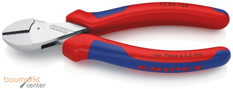 KNIPEX 73 05 160 SB X-Cut� Kompakt-Seitenschneider hoch�bersetzt mit Mehrkomponenten-H�llen verchromt 160 mm