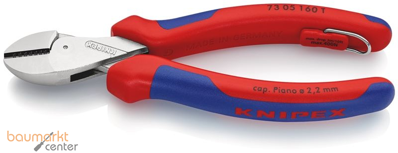 KNIPEX 73 05 160 T BK X-Cut� Kompakt-Seitenschneider mit Mehrkomponenten-H�llen, mit integrierter Befestigungs�se zum Anbringen einer Absturzsicherung verchromt 160 mm