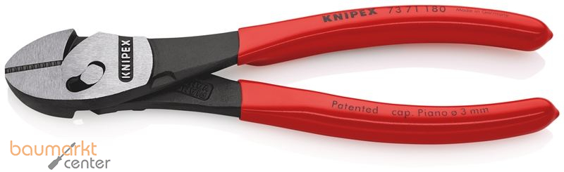 KNIPEX 73 71 180 TwinForce� Hochleistungs-Seitenschneider mit Kunststoff �berzogen schwarz atramentiert 180 mm